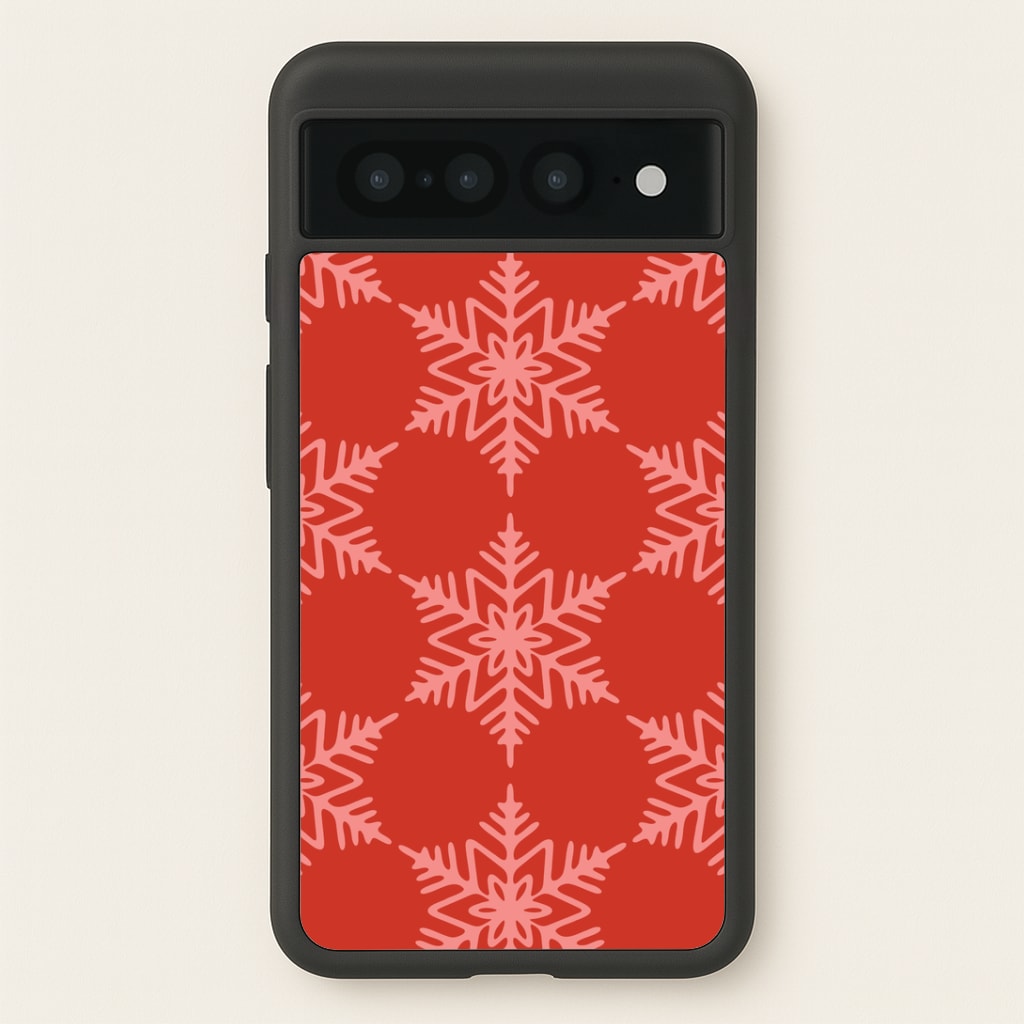 Red Giant Snowflakes Christmas Pattern Google Pixel 7 Pro Case