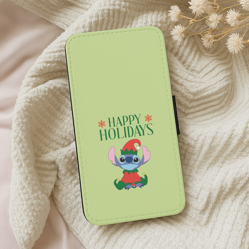 Cute Blue Alien Elf Leather Phone Case