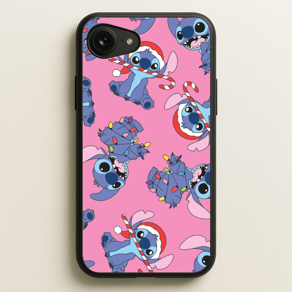 Christmas Cute Blue Alien Pattern iPhone 16e Case