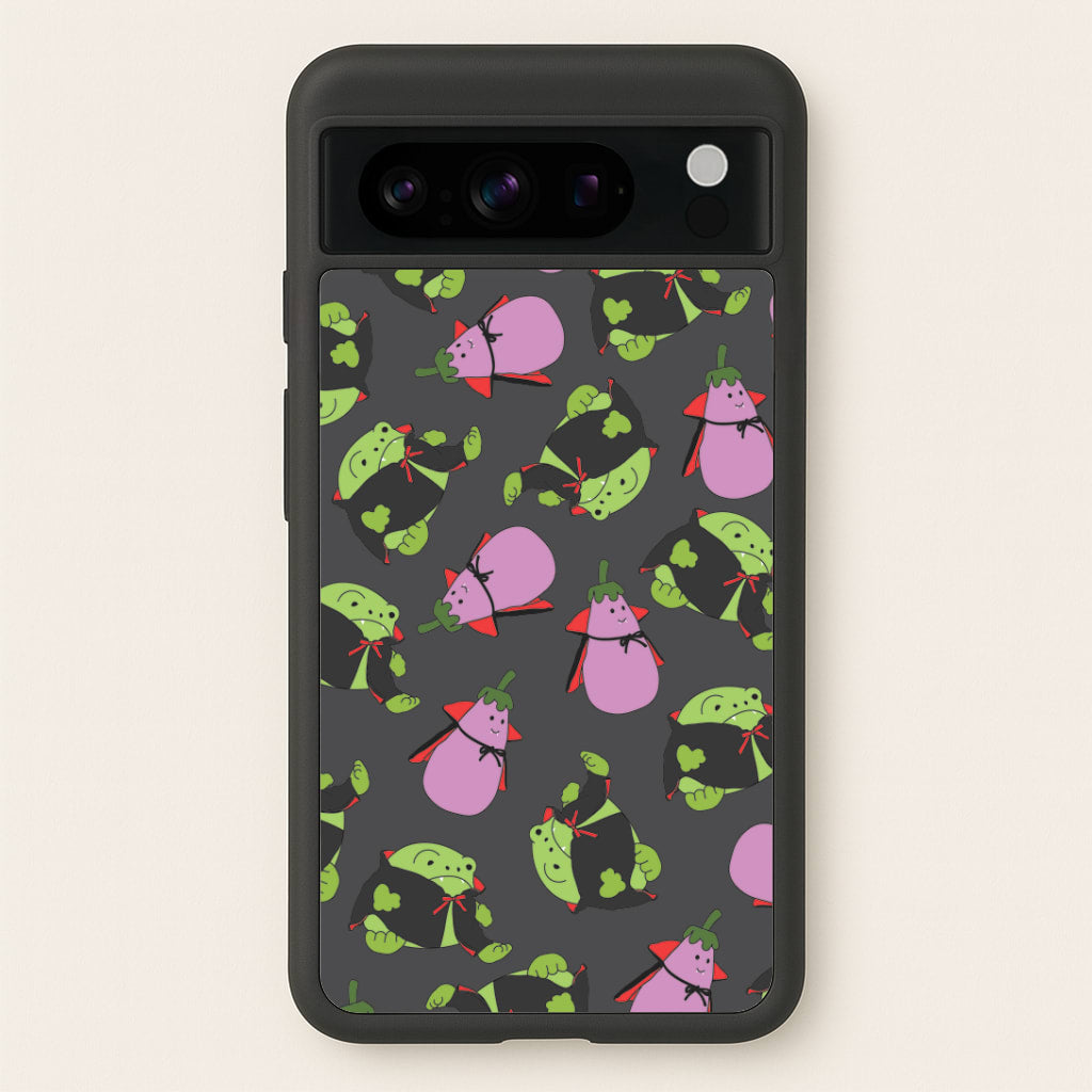 Vampire Frogs And Vegetables Pattern - Halloween Google Pixel 8 Pro Case