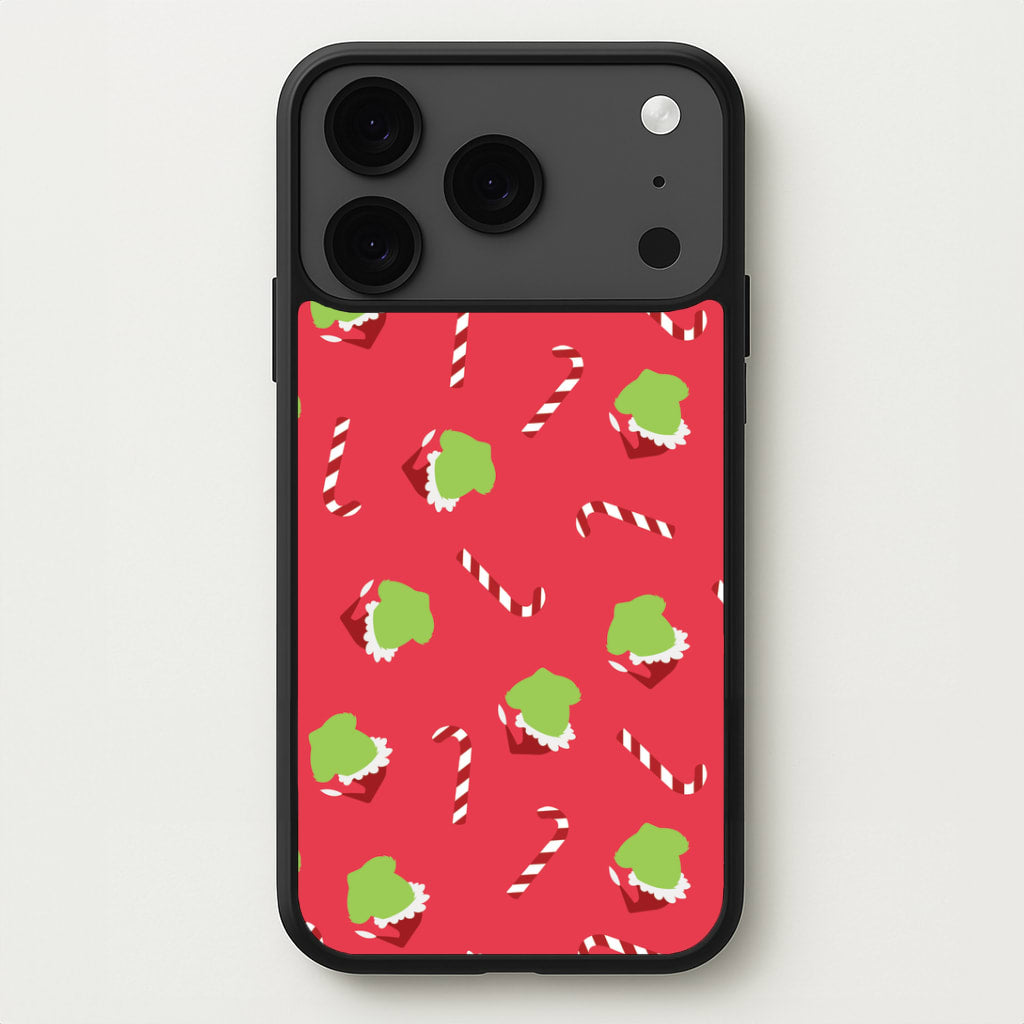 Green Creature And Candy Canes Pattern iPhone 17 Pro Max Case