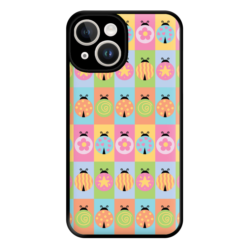 Cartoon Ladybugs Colourful Pattern iPhone 14 Case