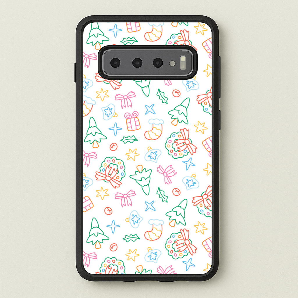 Neon Christmas Icons Pattern II Galaxy S10 Case