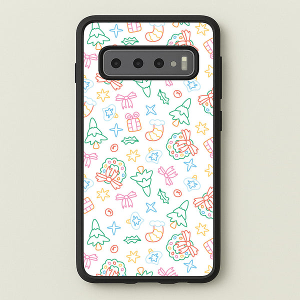 Neon Christmas Icons Pattern II Galaxy S10 Plus Case