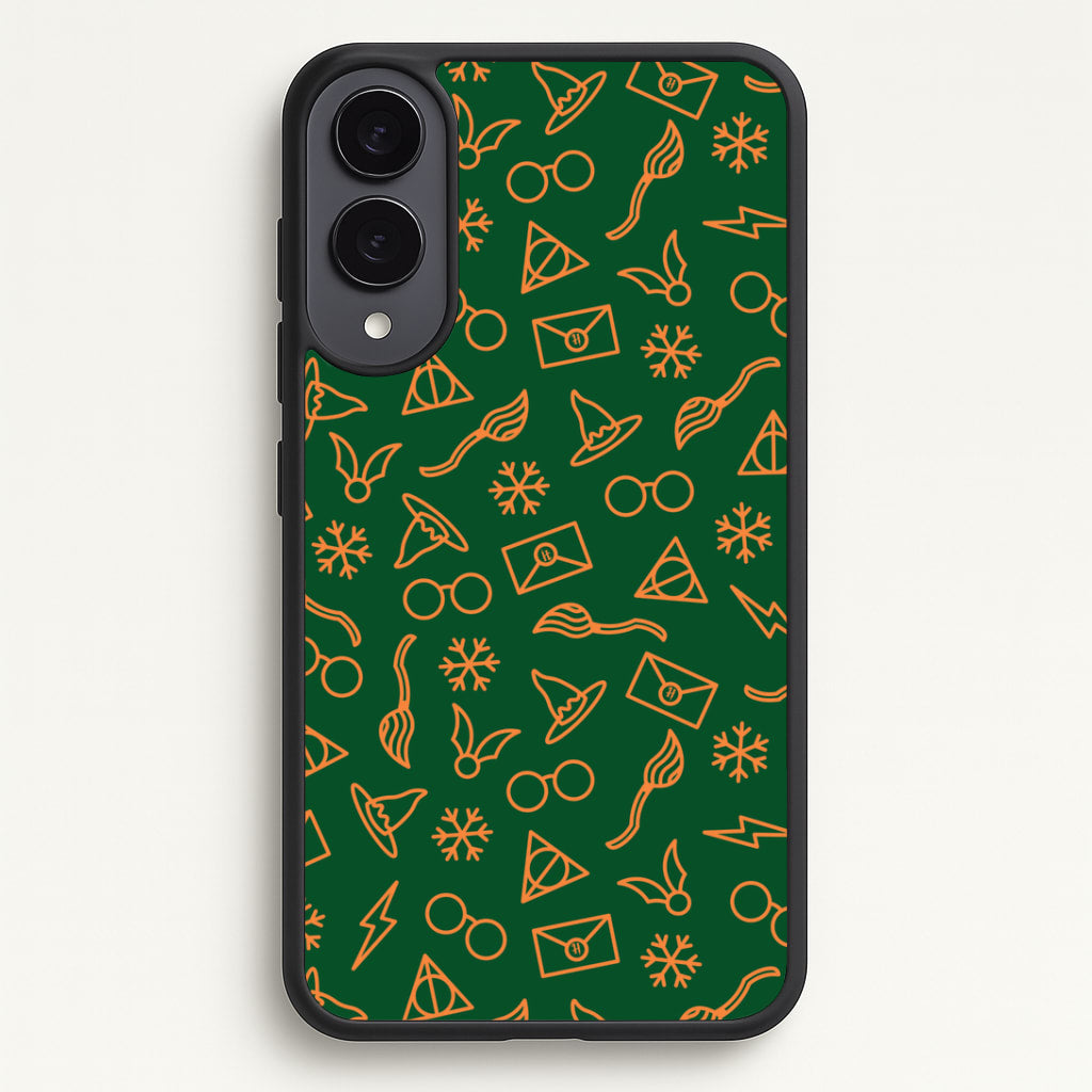 Christmas Wizard Icons Pattern Galaxy S25 Edge Case