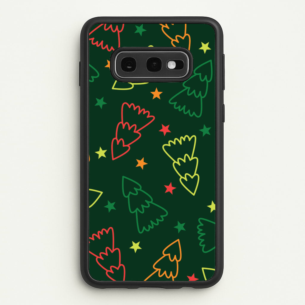 Colourful Christmas Tree Outlines Pattern Galaxy S10e Case
