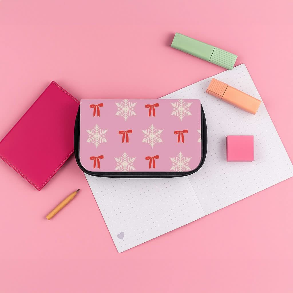 Coquette Bows And Snowflakes Pattern Pencil Case