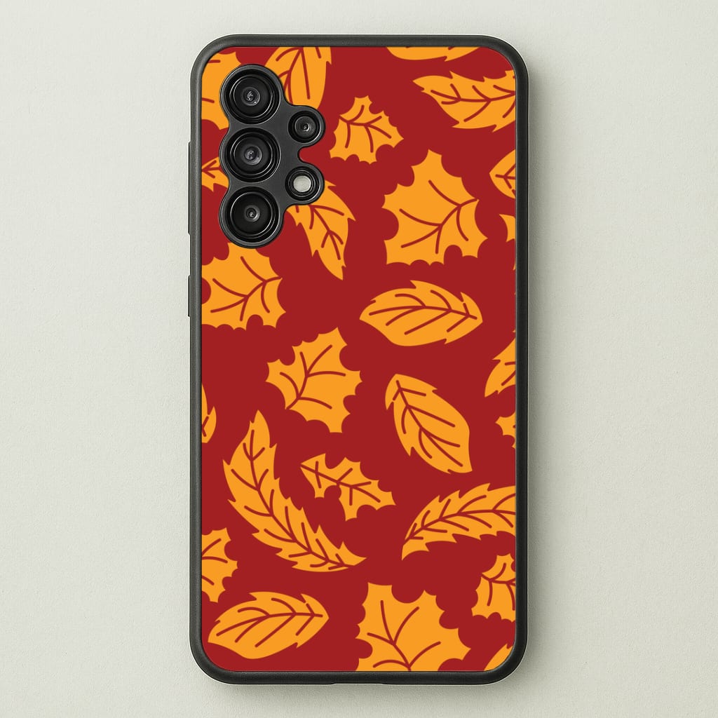 Orange Leaves Pattern Galaxy A13 Case
