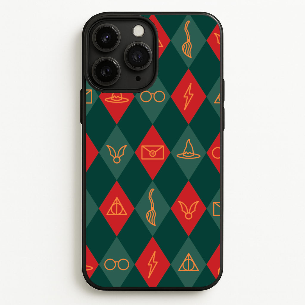 Christmas Wizard Icons Argyle Pattern iPhone 11 Pro Case