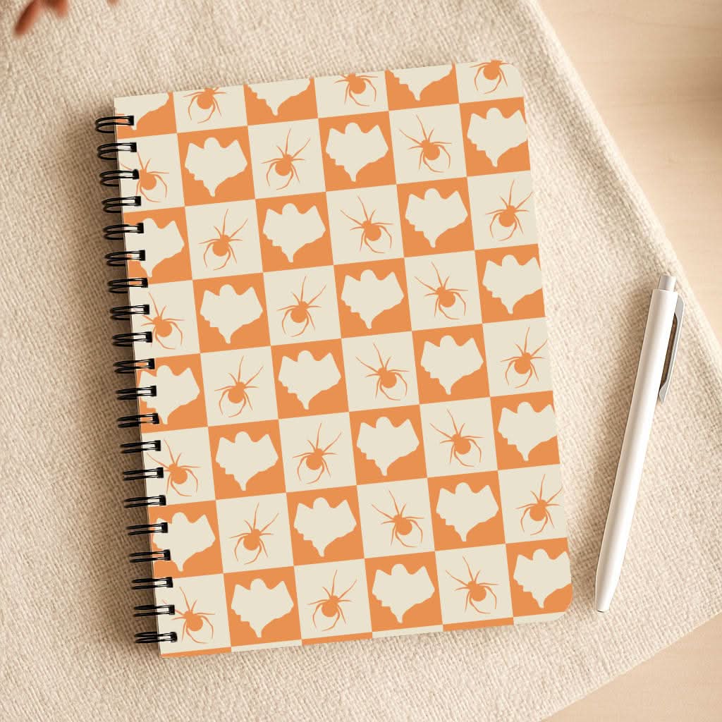 Spiders And Ghosts Checkered Pattern II Notepad