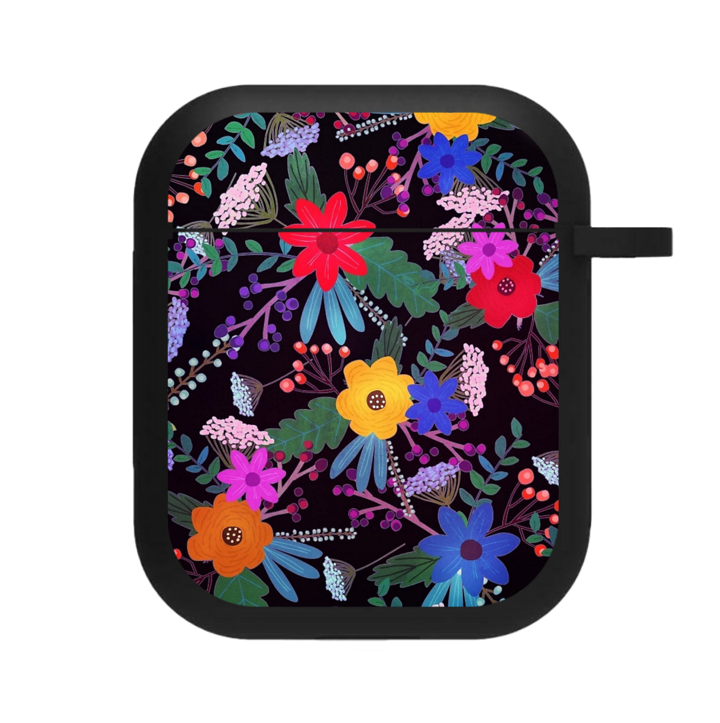 Black & Colourful Floral Pattern AirPods Case