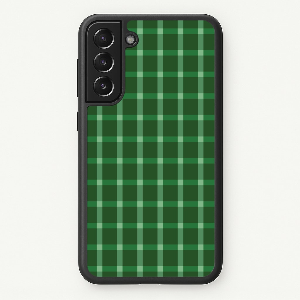 Dark Green Tartan Christmas Pattern Galaxy S21 Plus Case