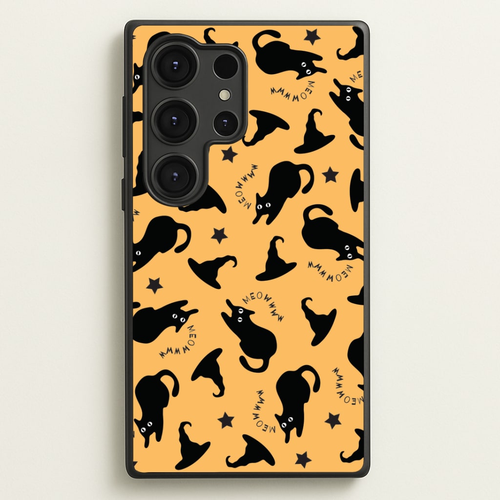 Black Cat And Hats Pattern Galaxy S25 Ultra Case