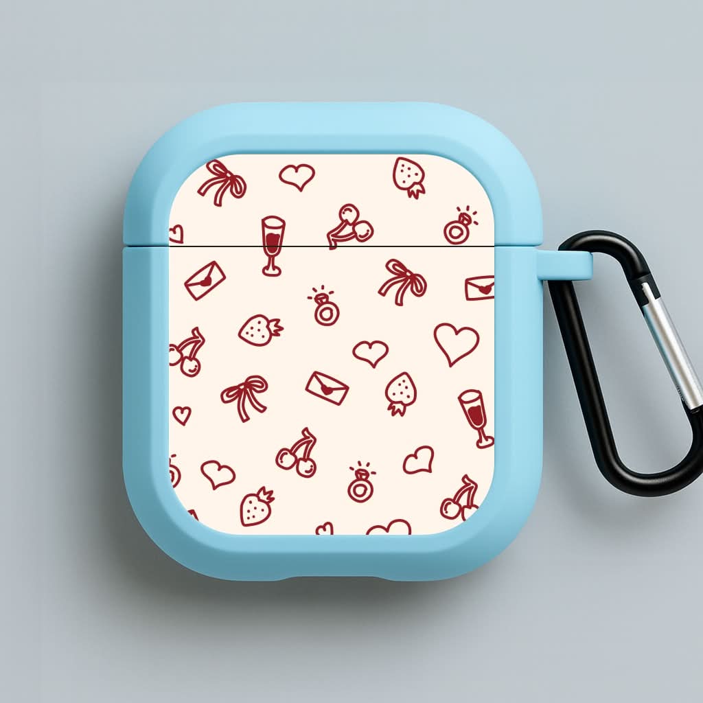 Valentines Doodles Blue AirPods Case