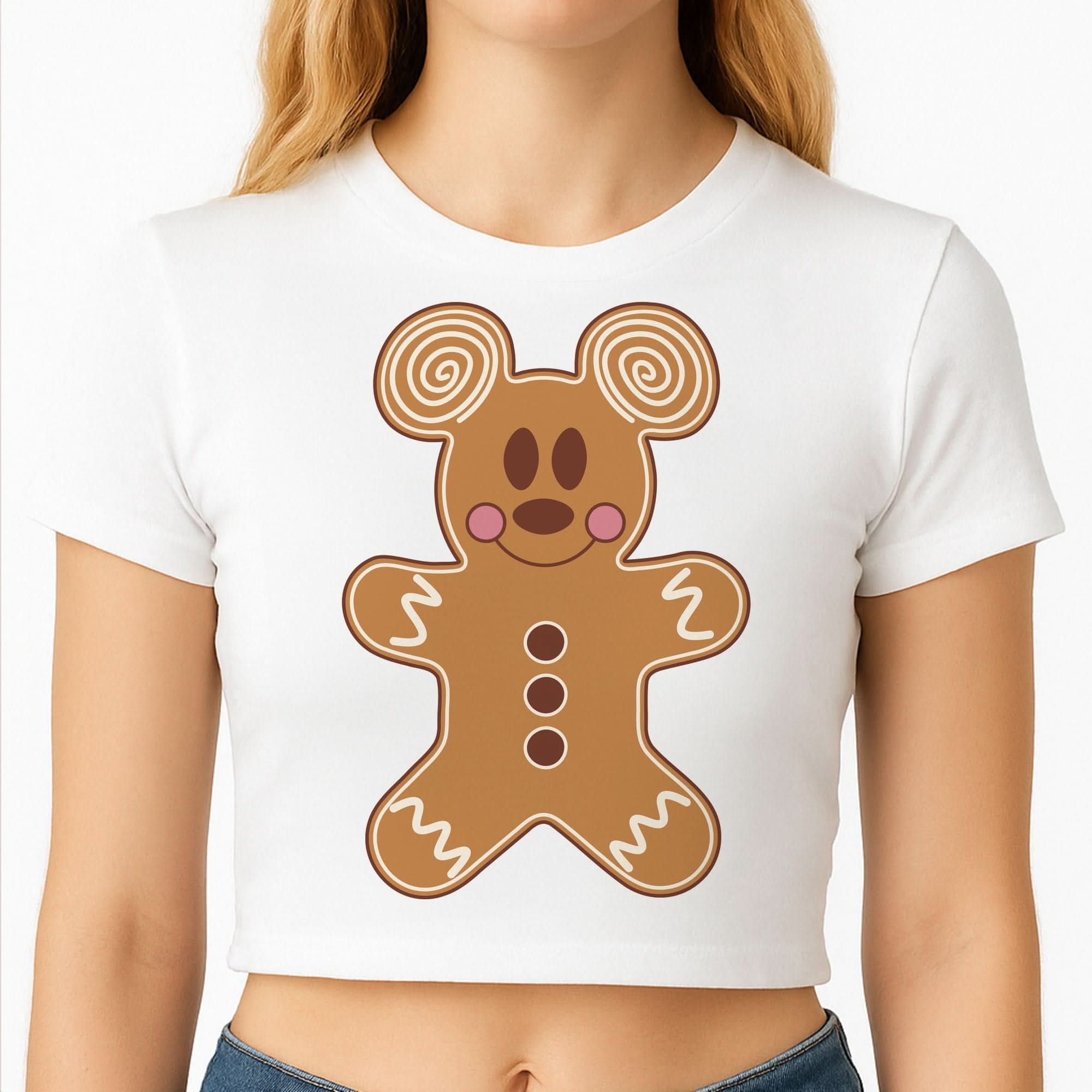 Cartoon Mouse Gingerbread Crop Top