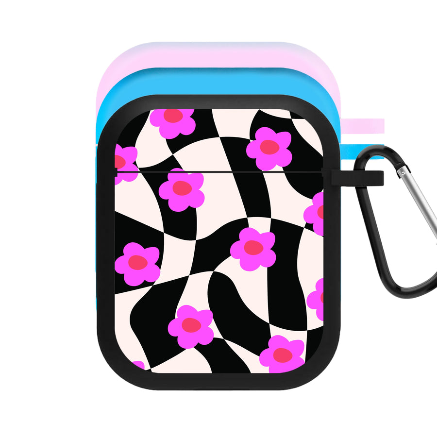Checkboard Flowers - Trippy Patterns AirPods Case