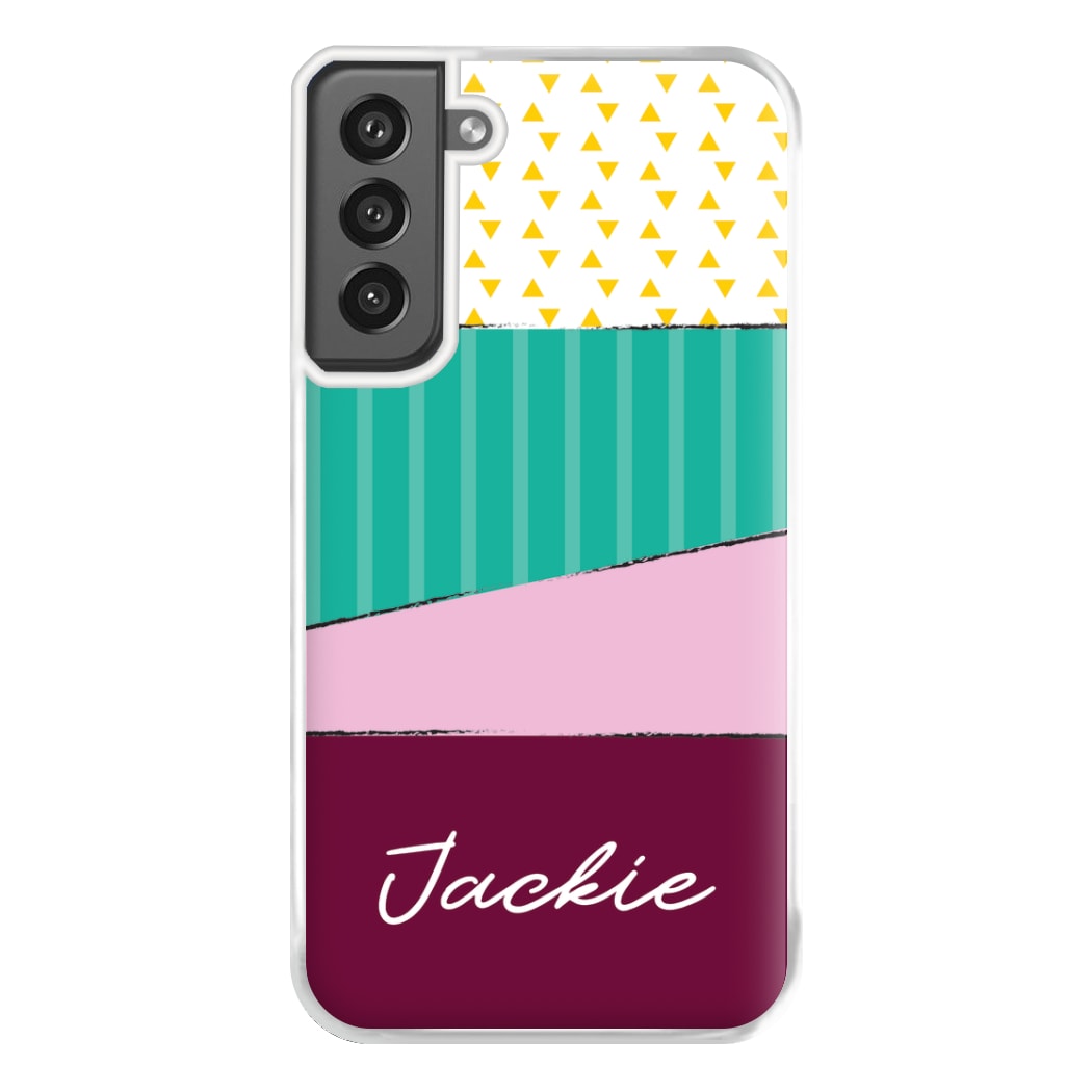 Geometric Patterns Personalised Name Galaxy S21FE Case