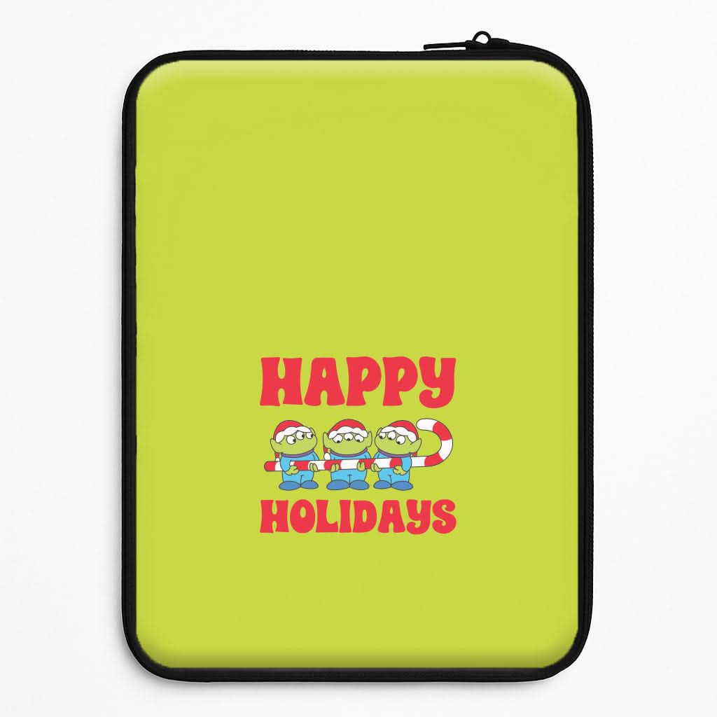 Happy Holidays Cute Green Aliens Universal Laptop Sleeve