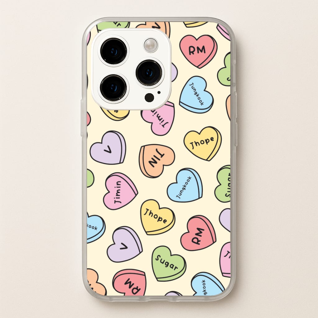 K-Pop Band Members Love Hearts Pattern iPhone 14 Pro Case