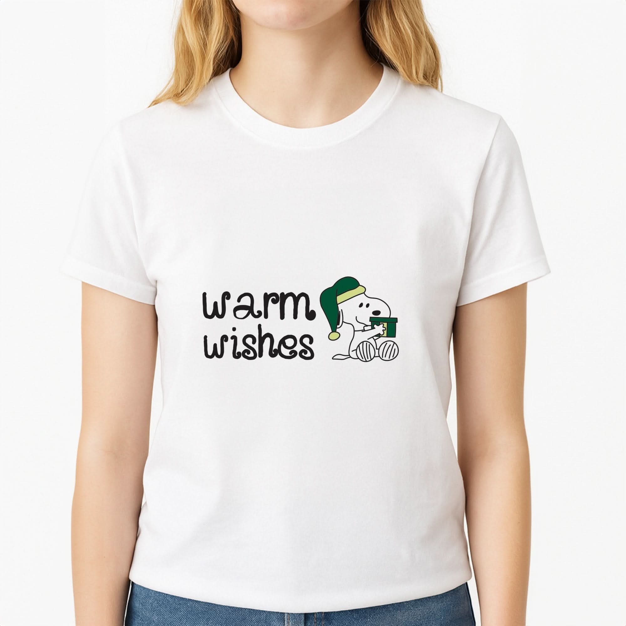 Cartoon Beagle Warm Wishes Womens T-Shirt