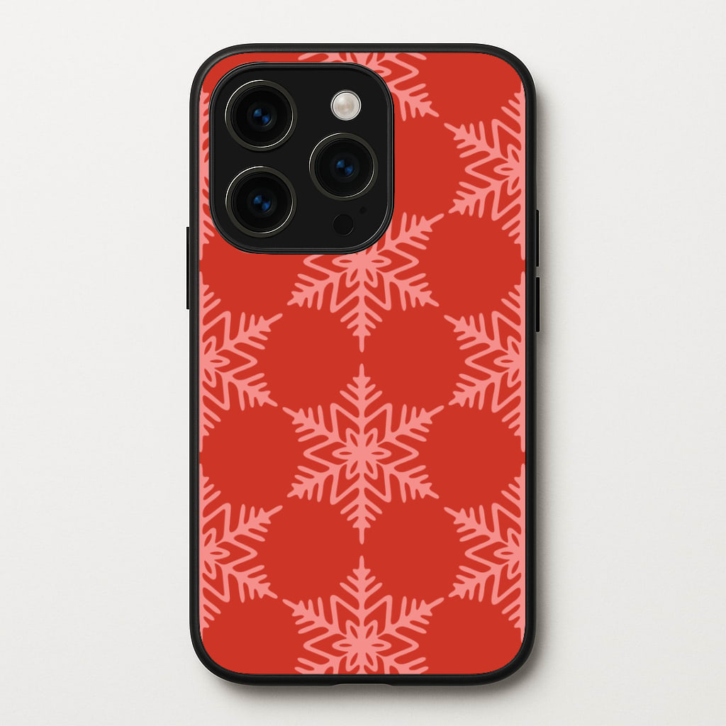Red Giant Snowflakes Christmas Pattern iPhone 14 Pro Max Case