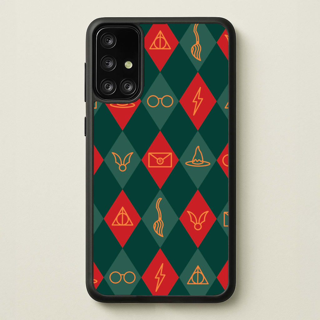 Christmas Wizard Icons Argyle Pattern Galaxy A71 Case