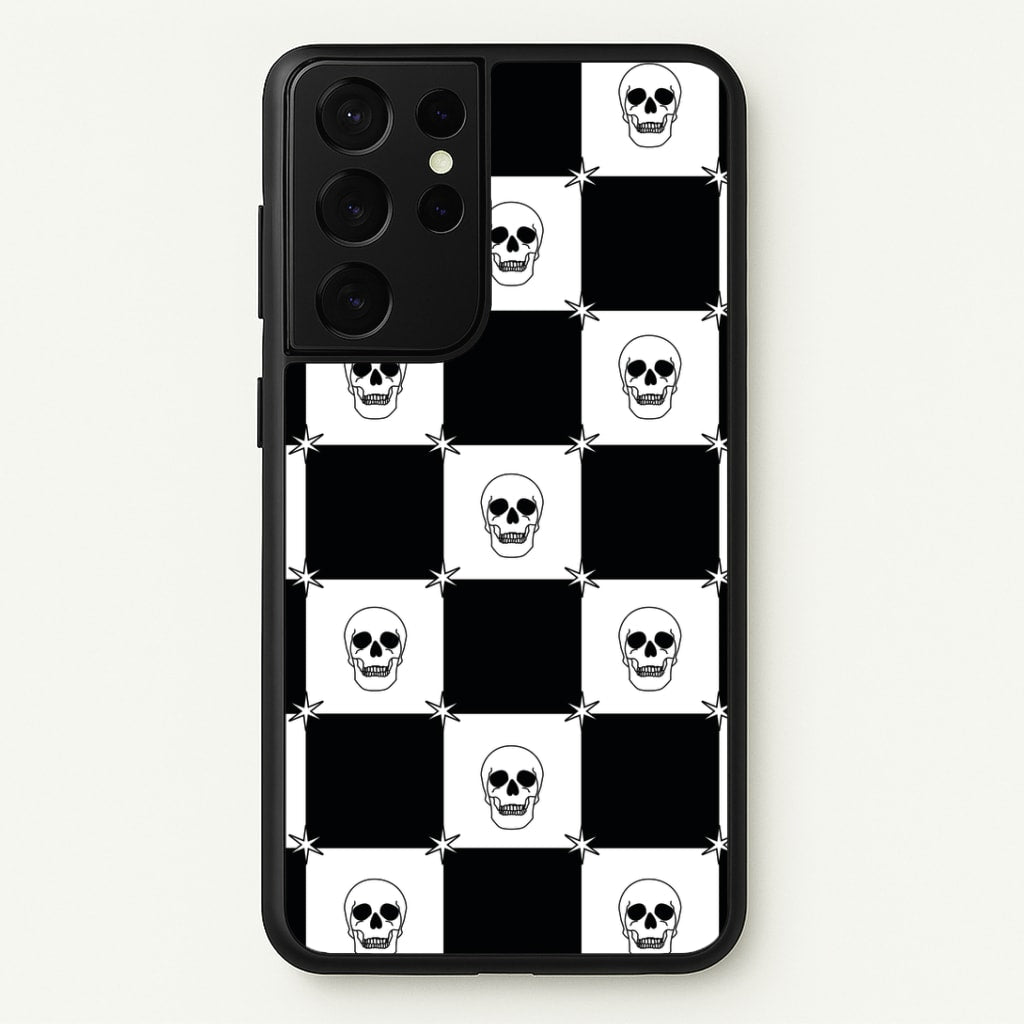 Checkered Skulls Pattern Galaxy S21 Ultra Case