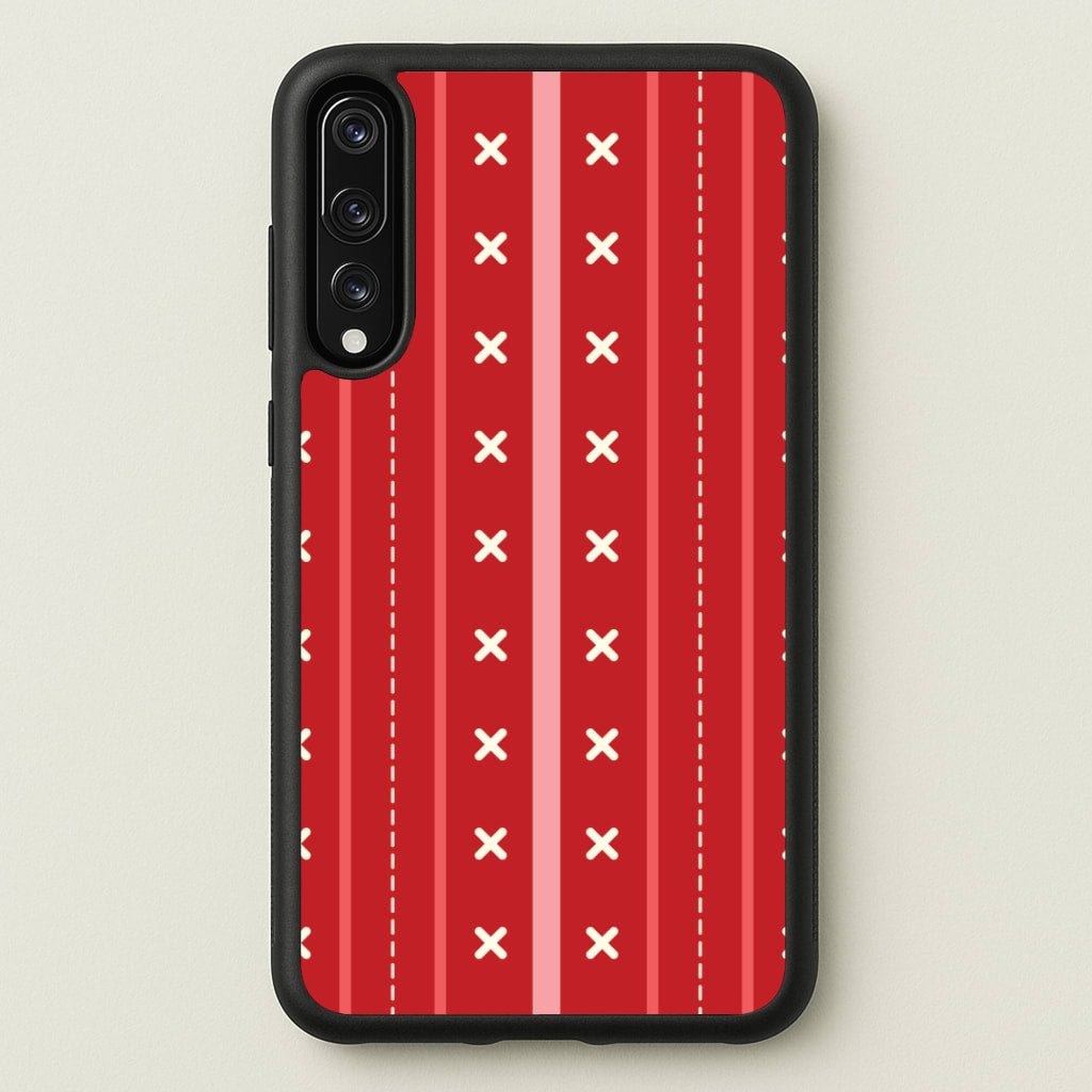 Stripes And Stitches Red Christmas Pattern Huawei P20 Pro Case
