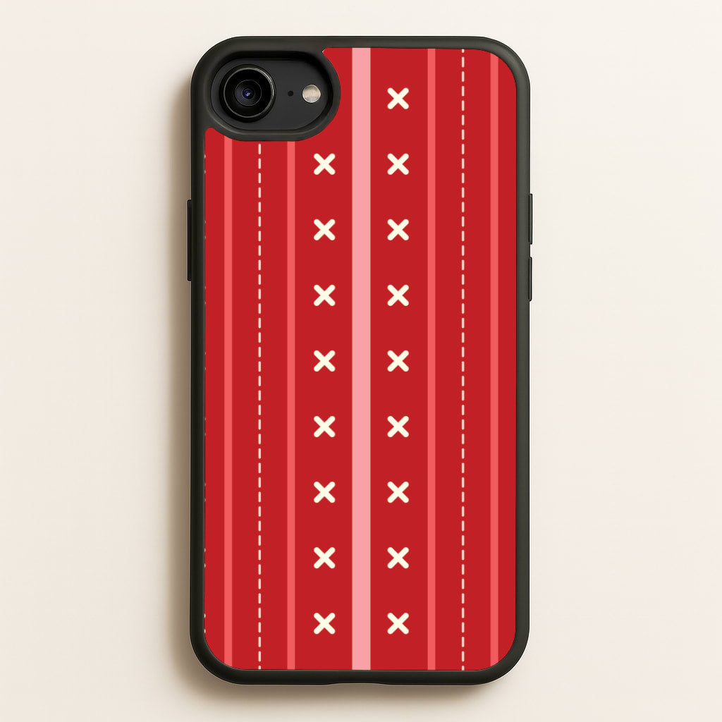 Stripes And Stitches Red Christmas Pattern iPhone 6 / 7 / 8 / SE Case