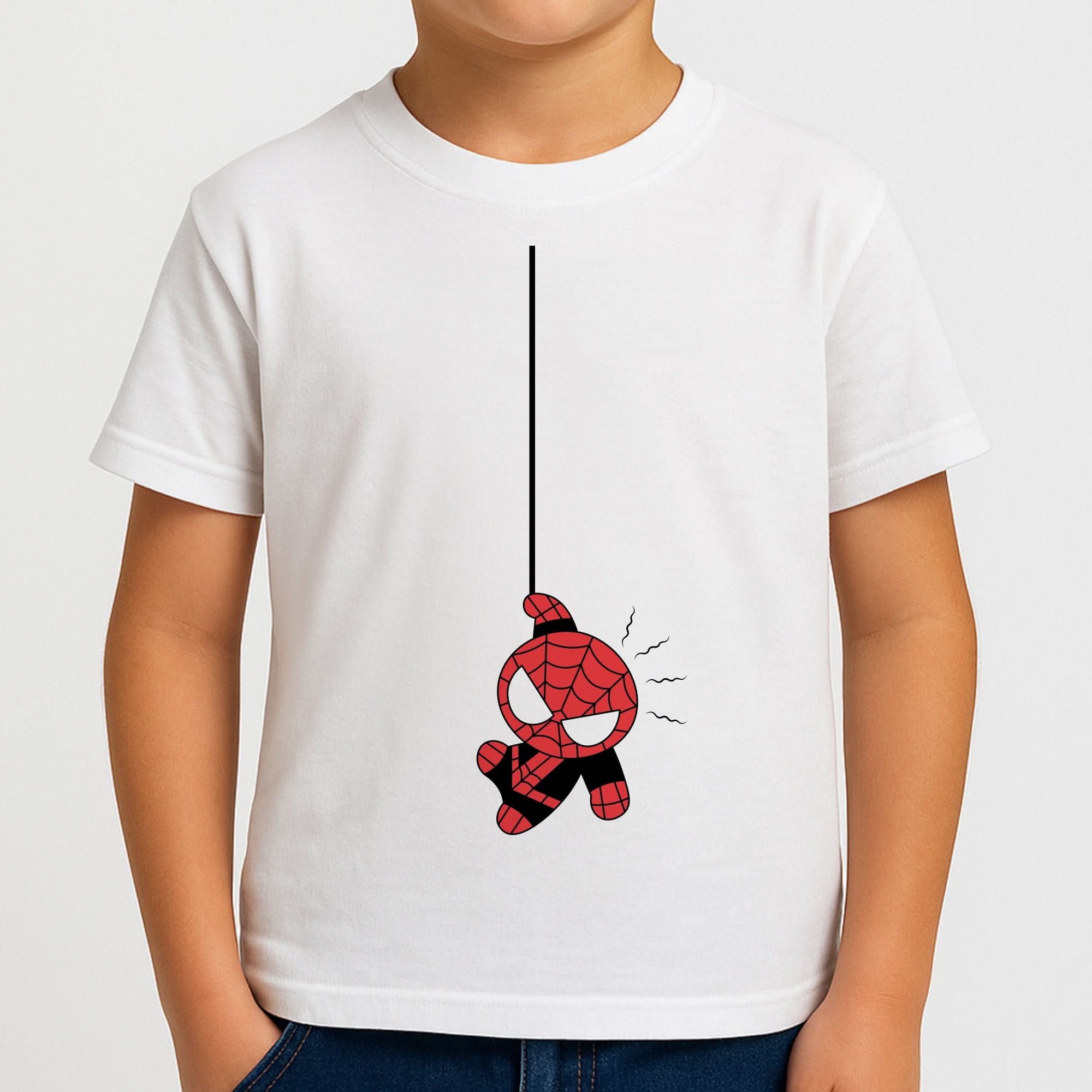 Gray Hanging Spider Hero Boys T-Shirt