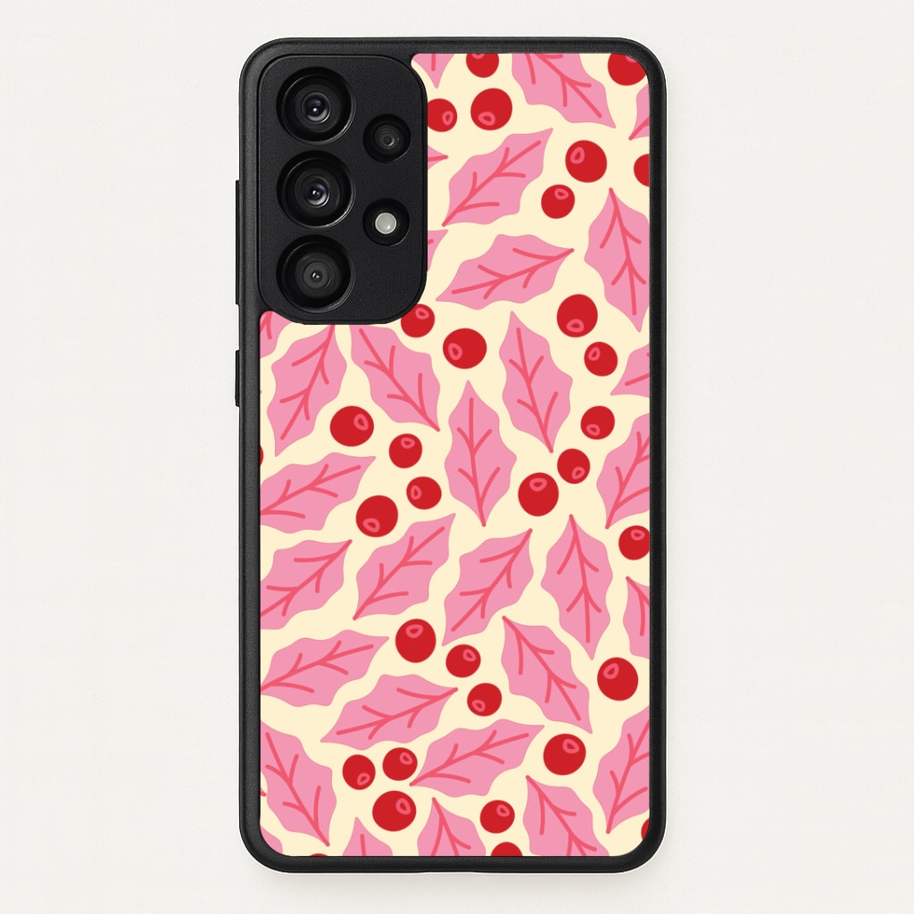 Pink Holly And Berries Pattern Galaxy A33 Case