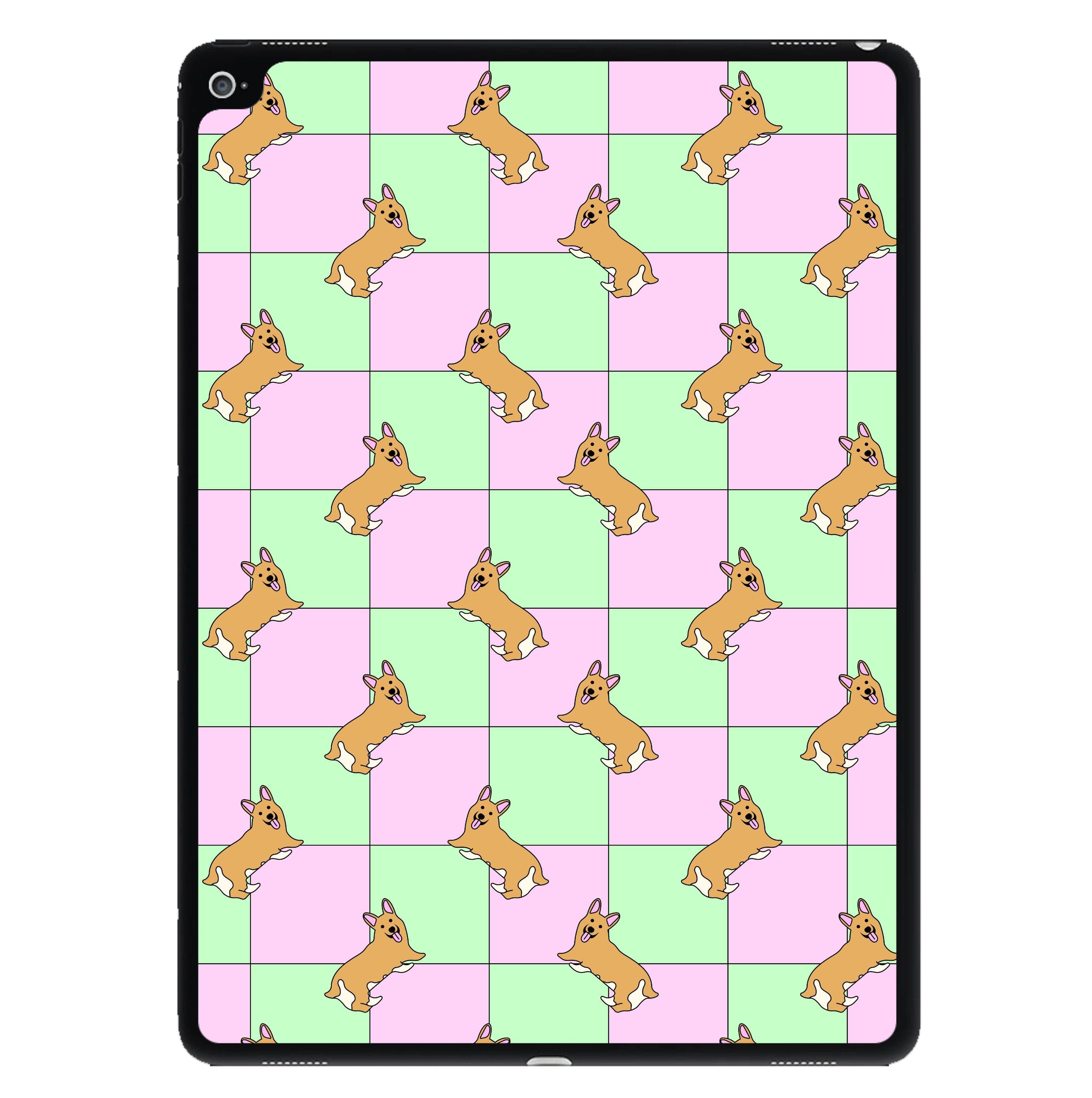 Checkered Corgis Pattern iPad Case