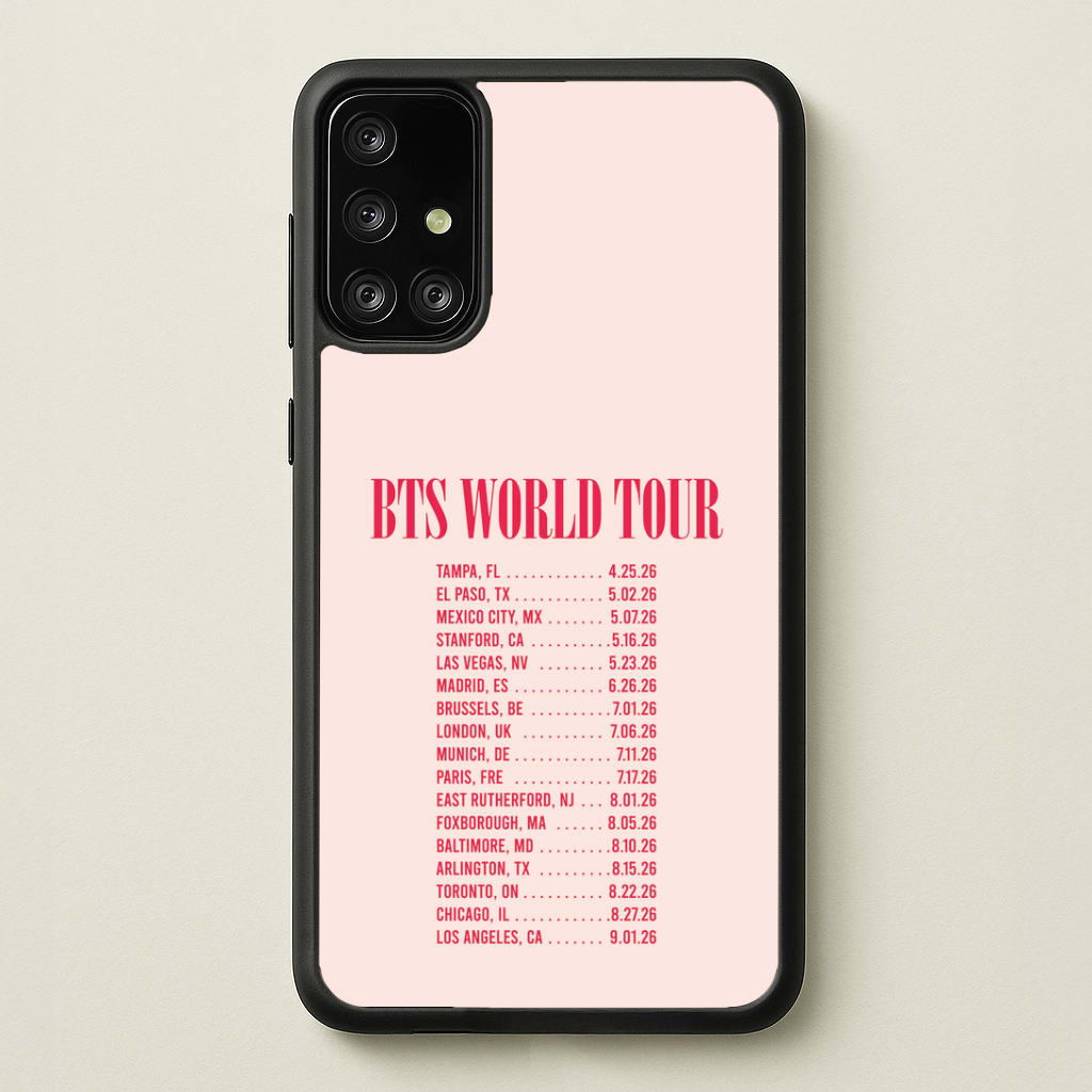 K-Pop Band World Tour List 2026 Galaxy A71 Case