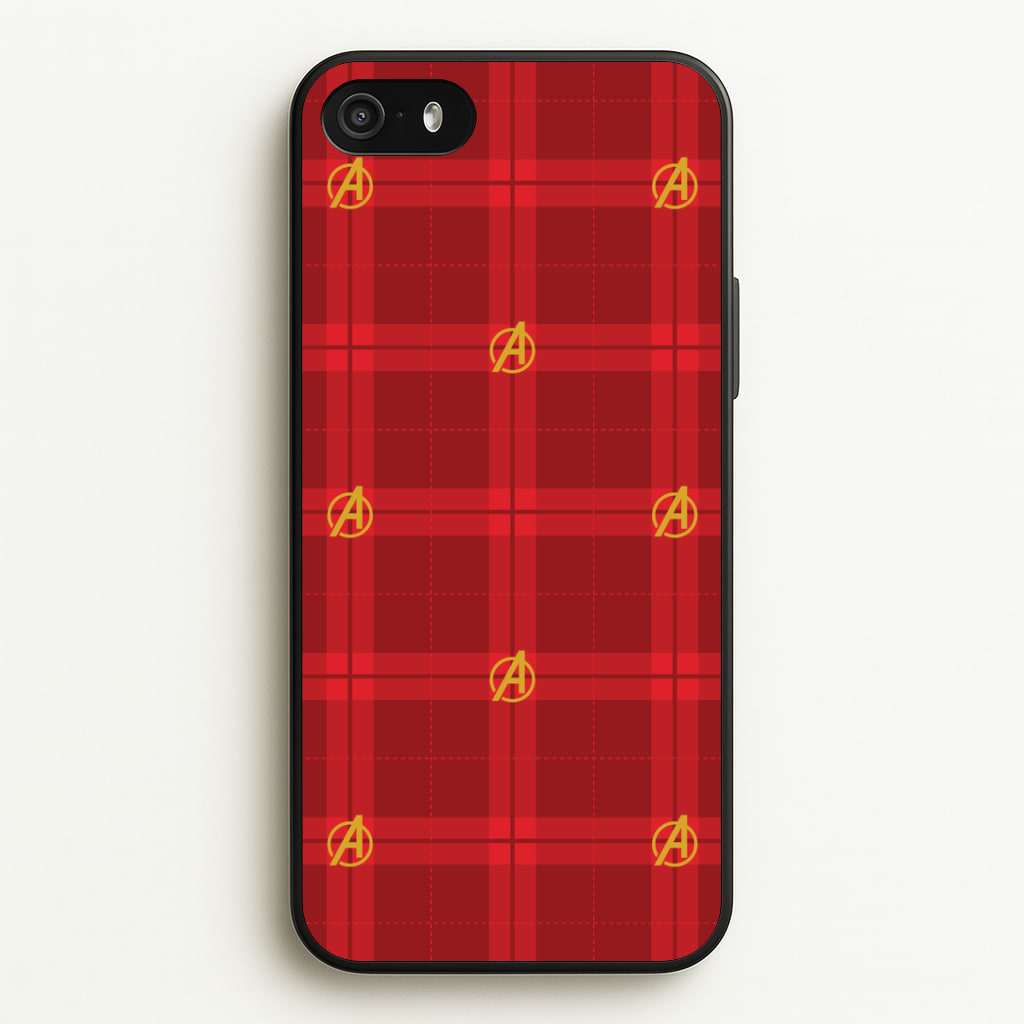 Superhero Team Red Tartan Pattern iPhone 5 / 5s / SE 2016 Case
