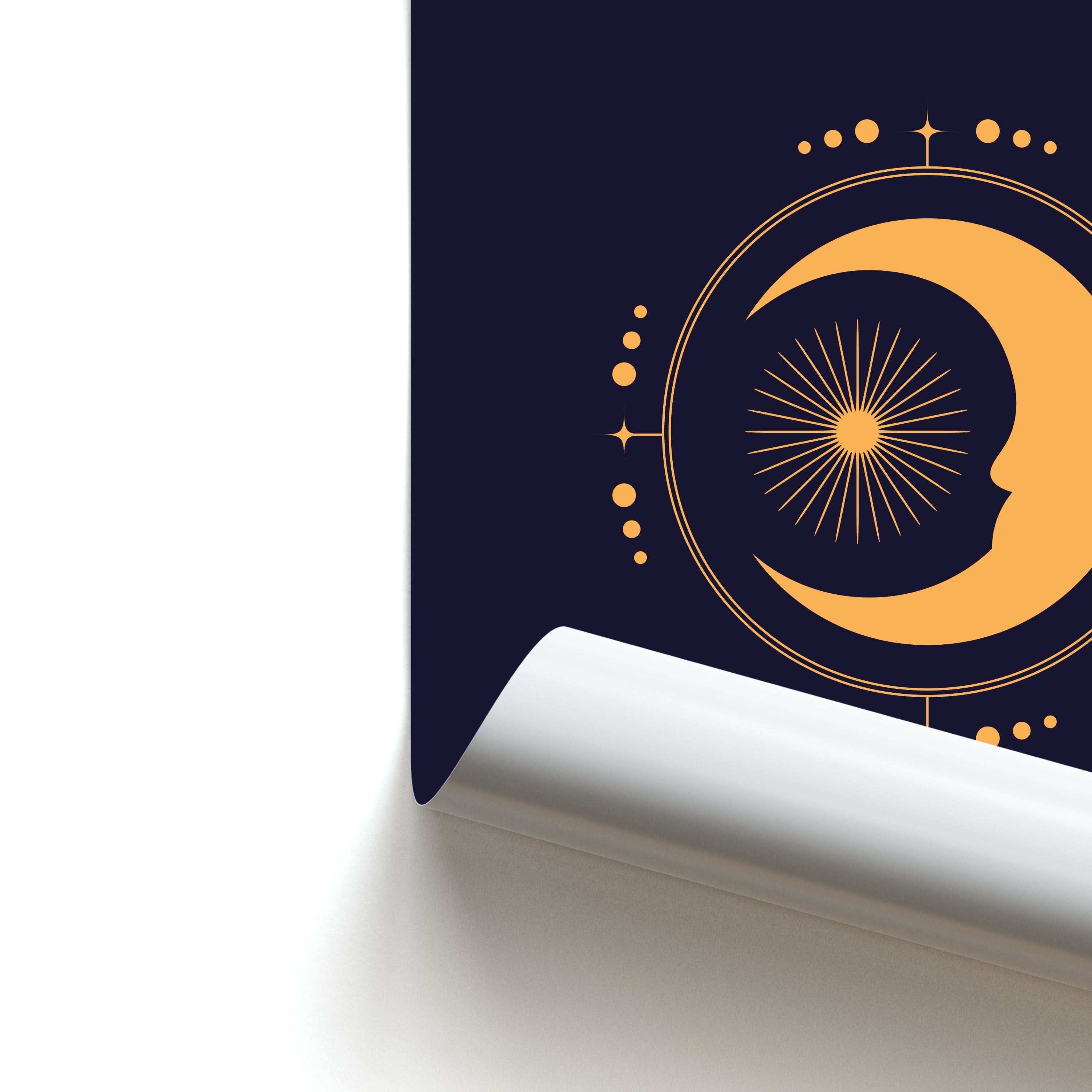 The Moon Dark Blue Poster
