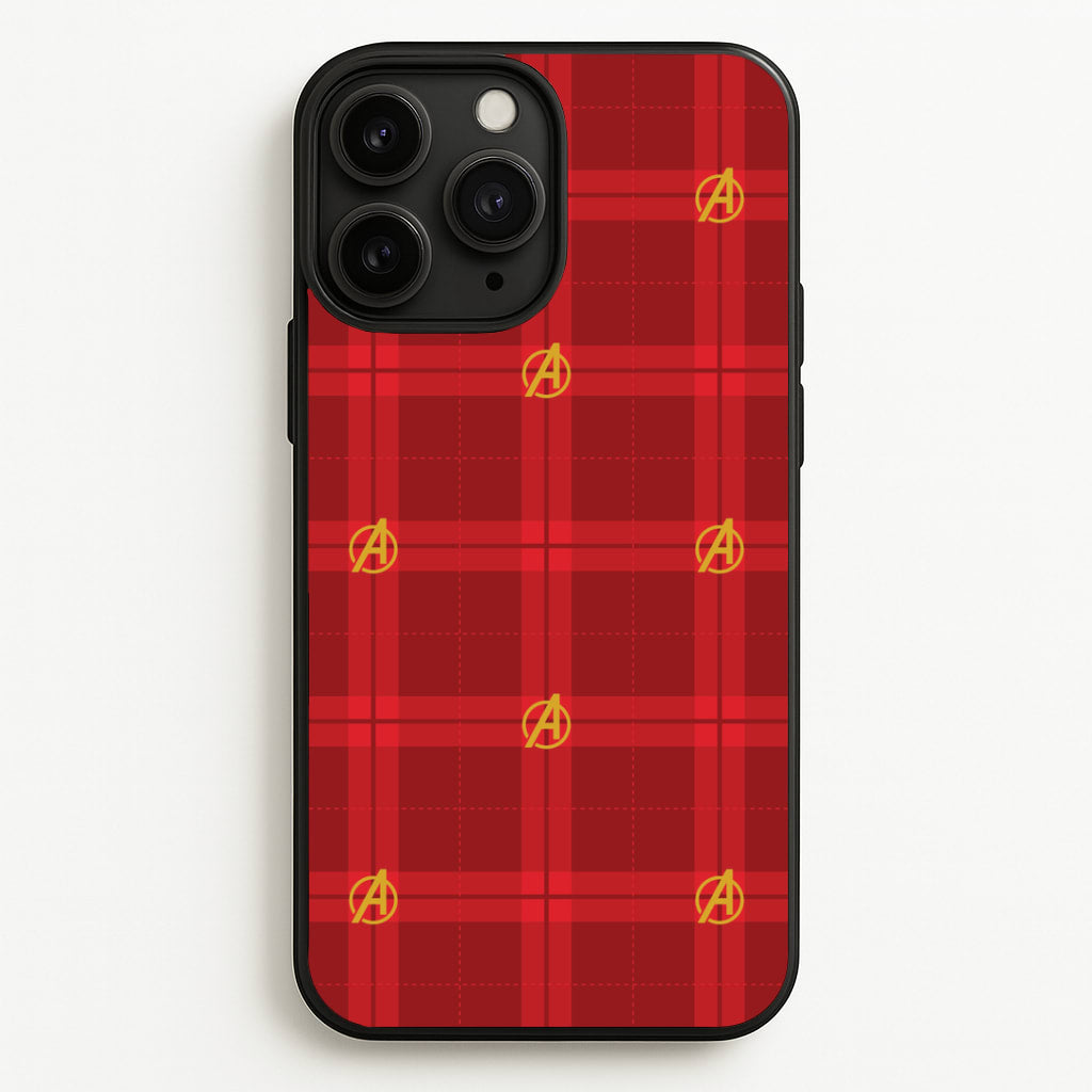 Superhero Team Red Tartan Pattern iPhone 11 Pro Max Case