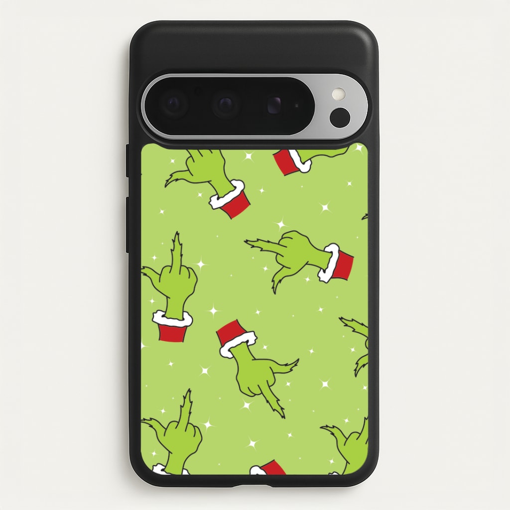 Green Middle Finger Christmas Pattern Google Pixel 9 Pro XL Case