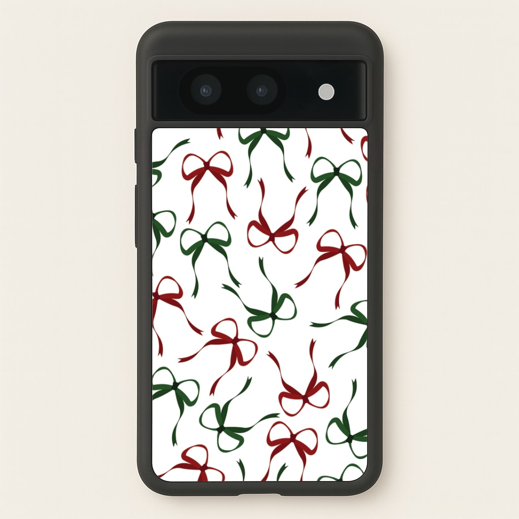 Red And Green Coquette Christmas Bows Pattern Google Pixel 8a Case