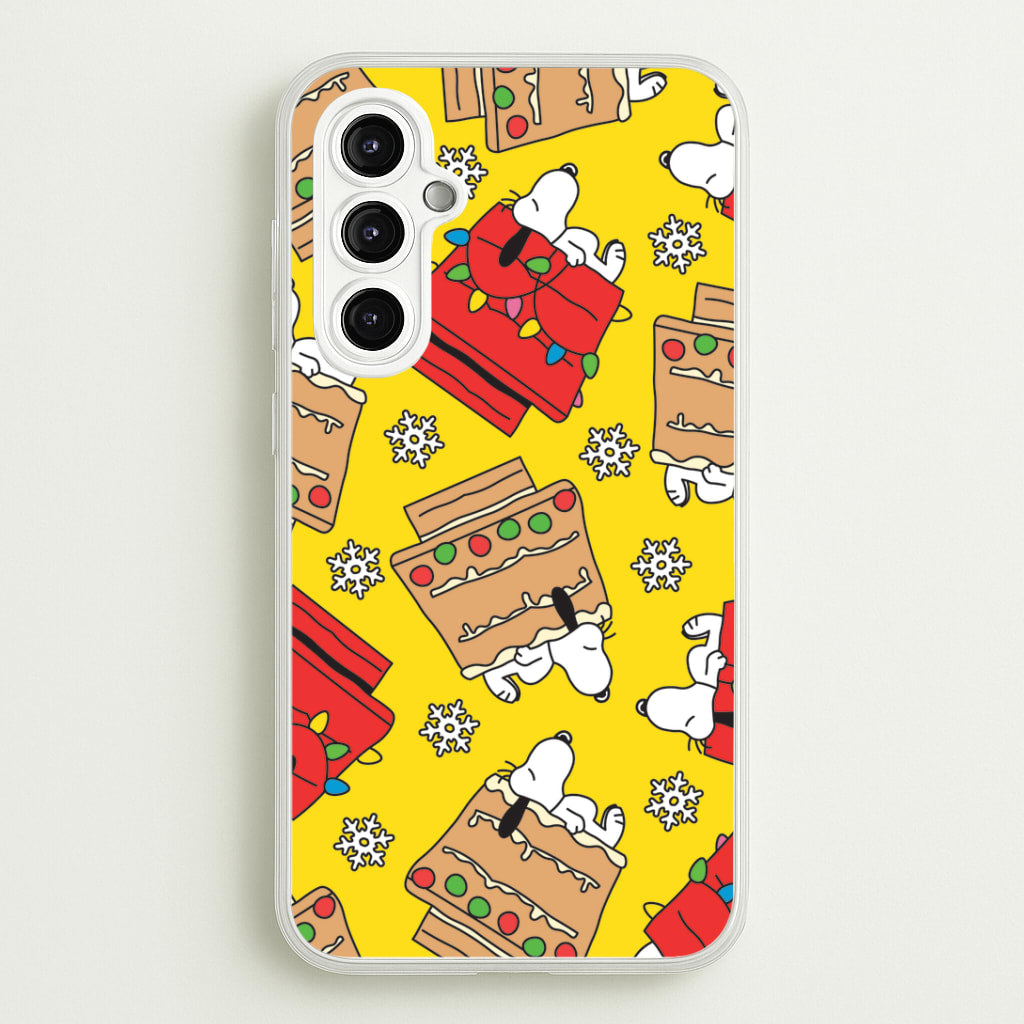 Cartoon Beagle Fairylights And Gingerbead Pattern Galaxy A14 Case