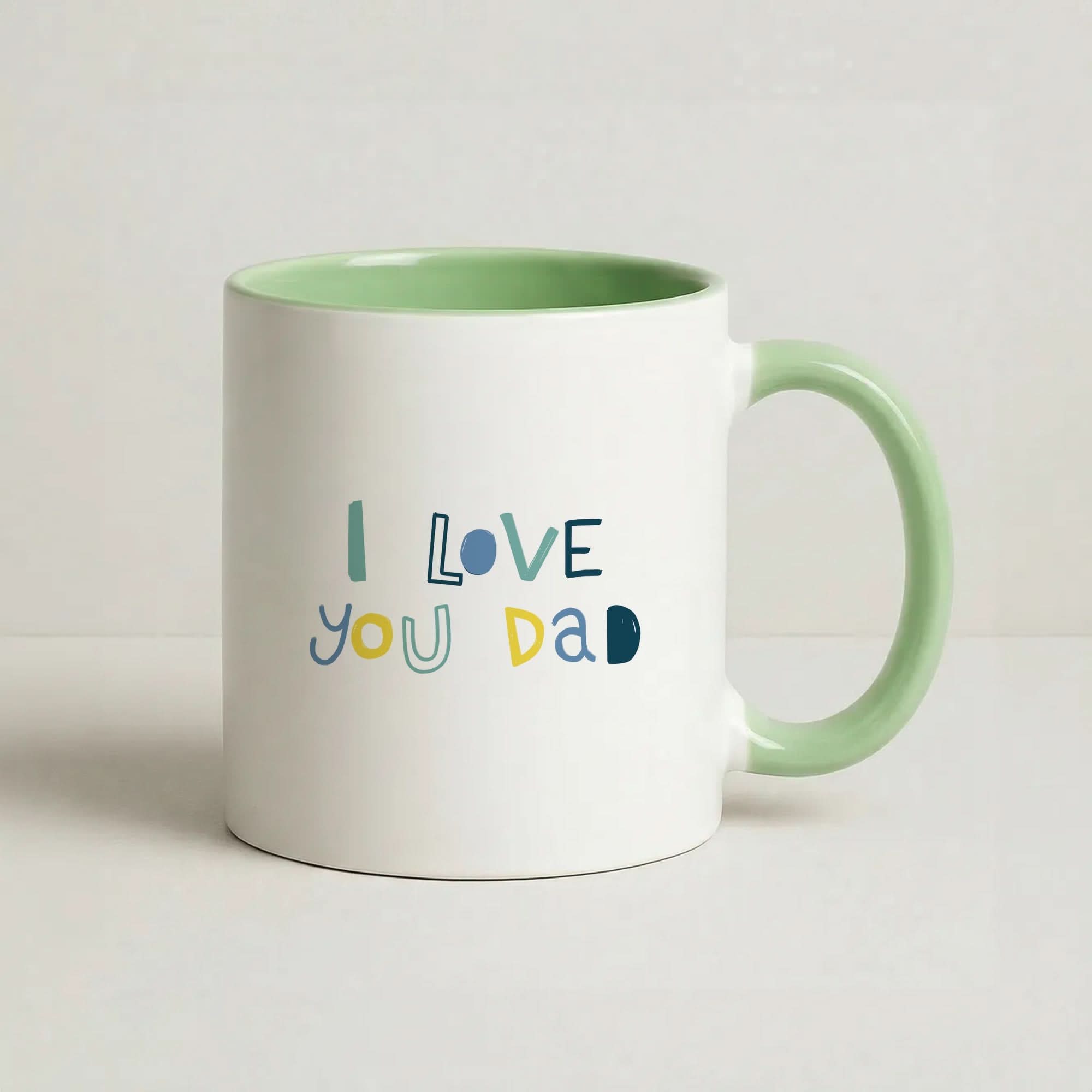 I Love You Dad Scribbles Green Mug