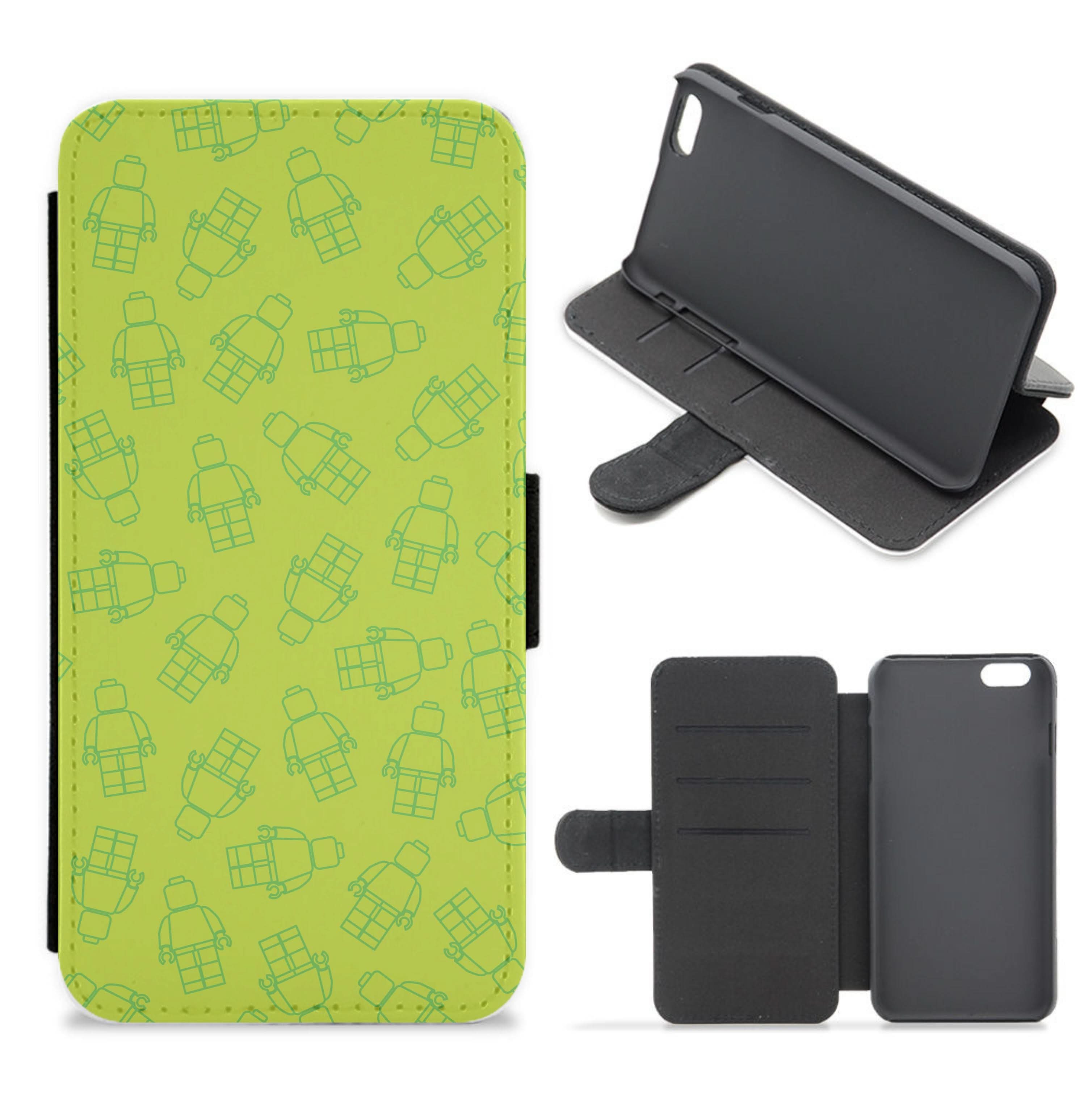 Bricks Figures Pattern Green Flip / Wallet Phone Case