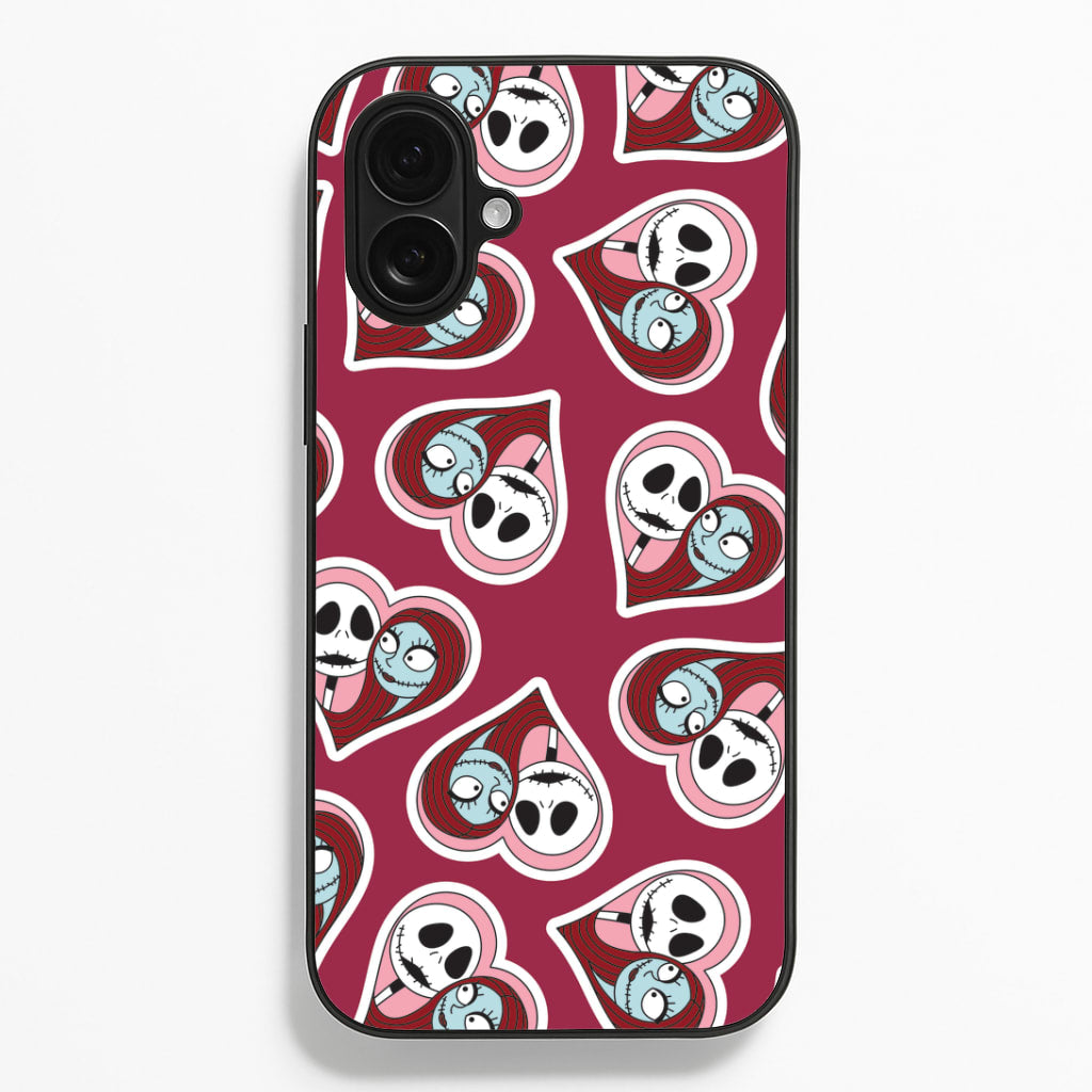 J And S Heart Pattern iPhone 16 Plus Case