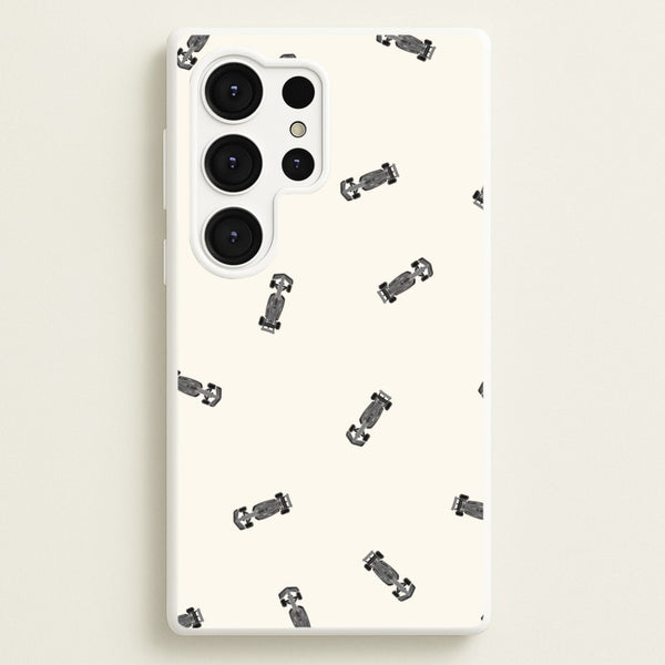 Race Cars Pattern Off White Galaxy S25 Ultra Case
