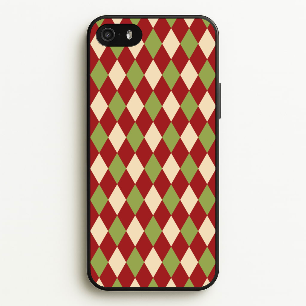 Red And Green Argyle Christmas Pattern iPhone 5 / 5s / SE 2016 Case