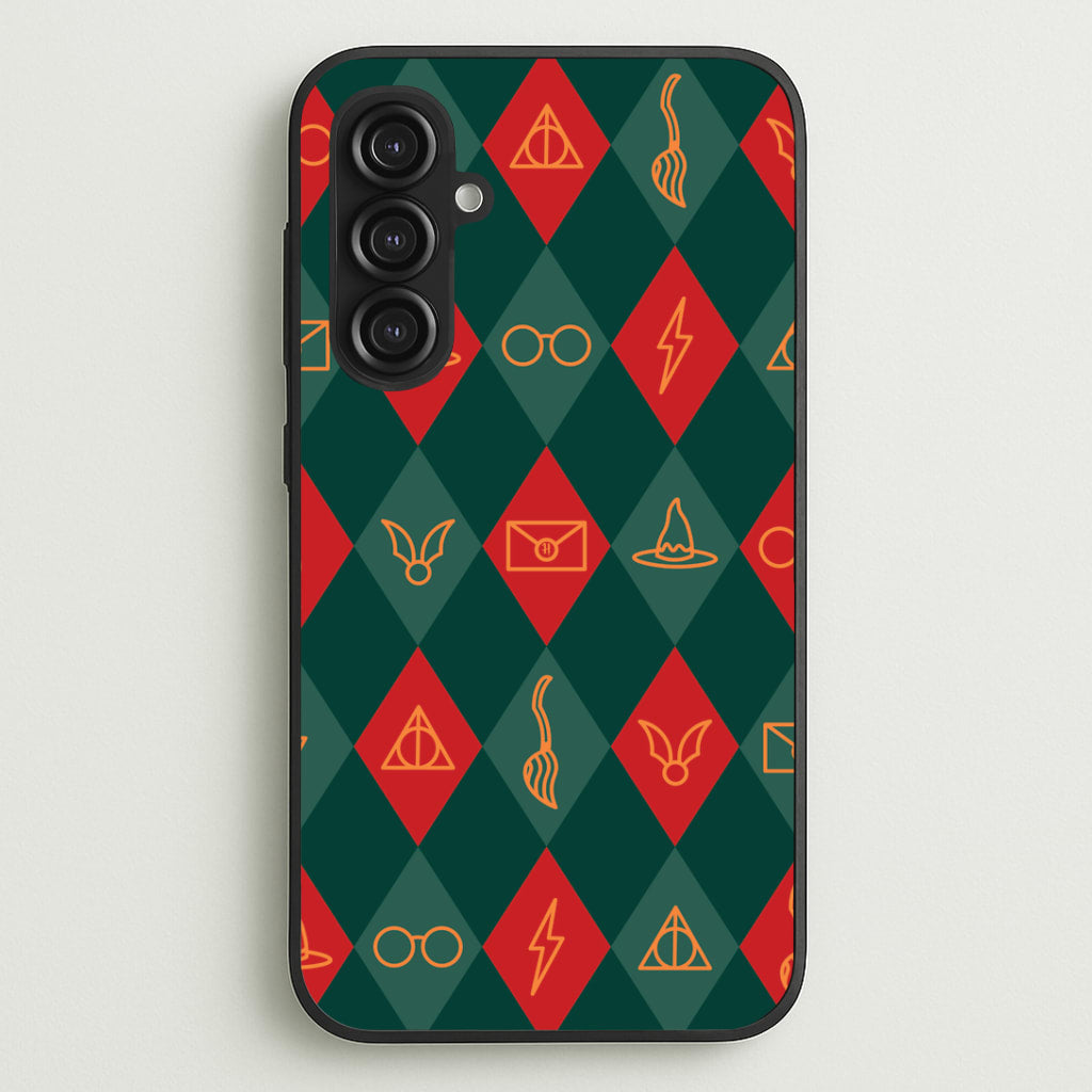 Christmas Wizard Icons Argyle Pattern Galaxy S23FE Case