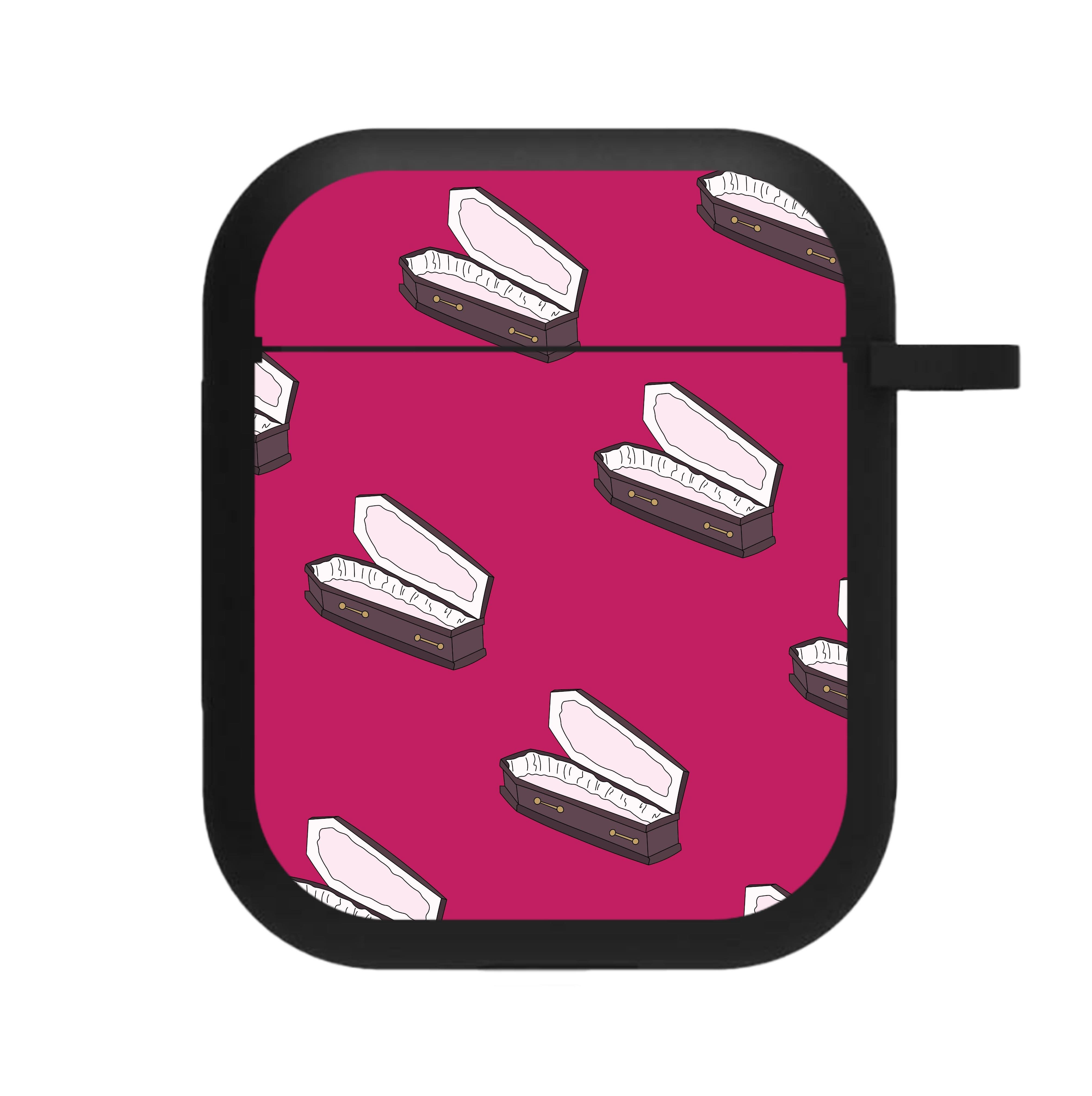 Bright Pink Coffin Pattern AirPods Case