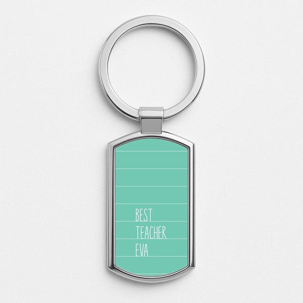 Best Teacher Eva Silver Metal Keyring