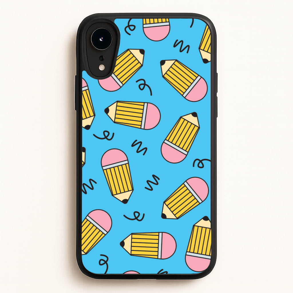 Pencils And Scribbles Pattern iPhone XR Case