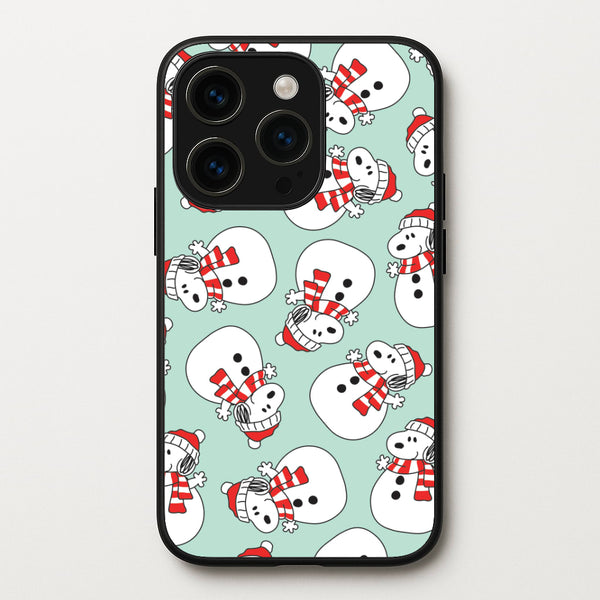 Cartoon Beagle Snowman Pattern iPhone 14 Pro Case