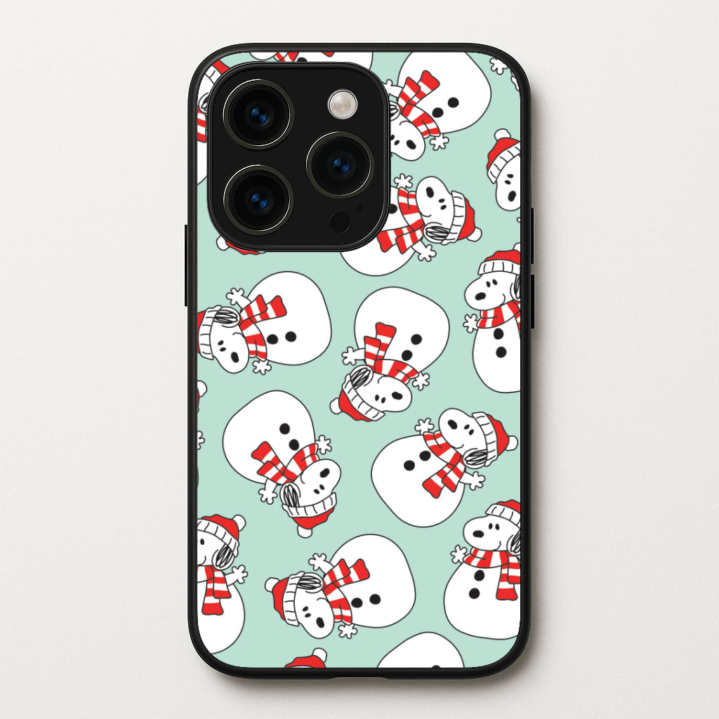 Cartoon Beagle Snowman Pattern iPhone 14 Pro Max Case
